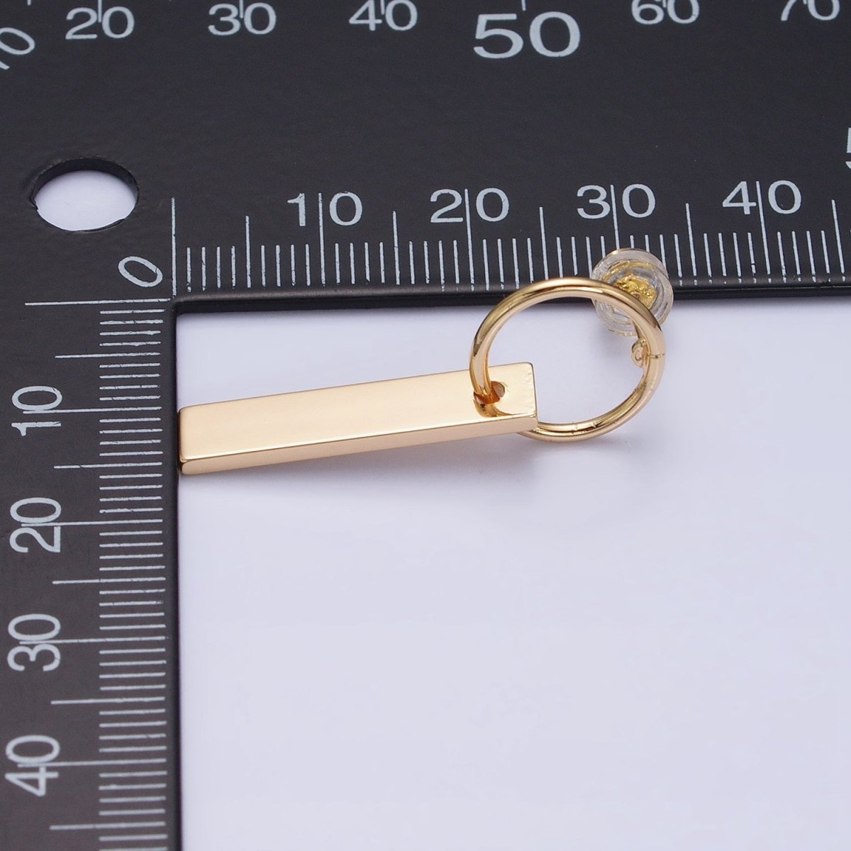 16K Gold Filled Bar Drop Open Round Geometric Stud Earrings in Gold & Silver | AD824 AD825 - DLUXCA