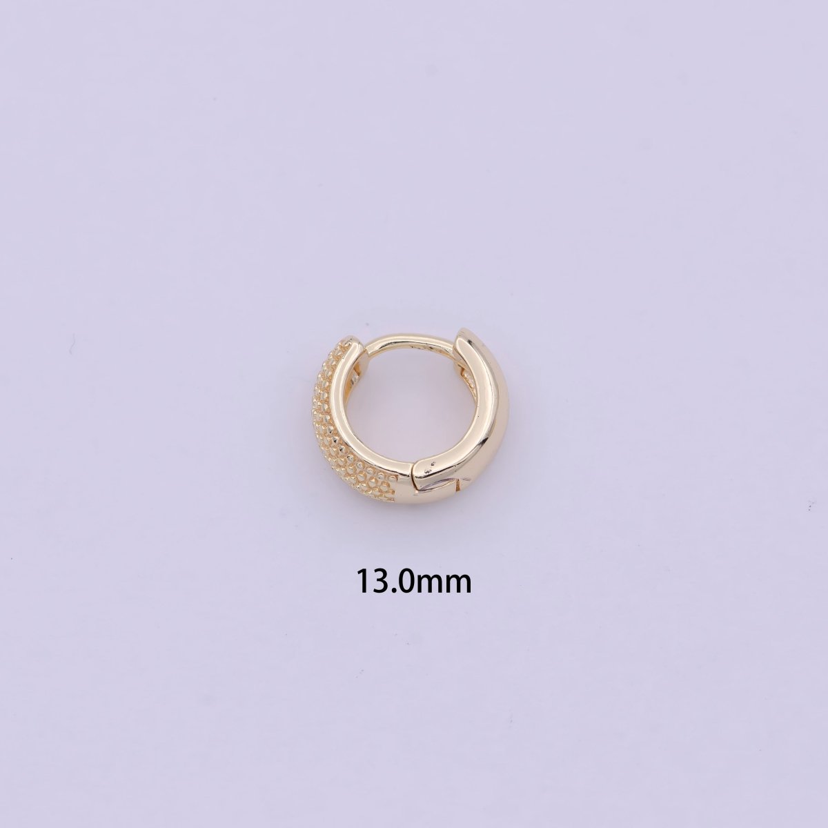 16K Gold Filled Bead Textured 10mm, 13mm, 14mm Hoop Huggie Earring T-265 ~ T-267 - DLUXCA