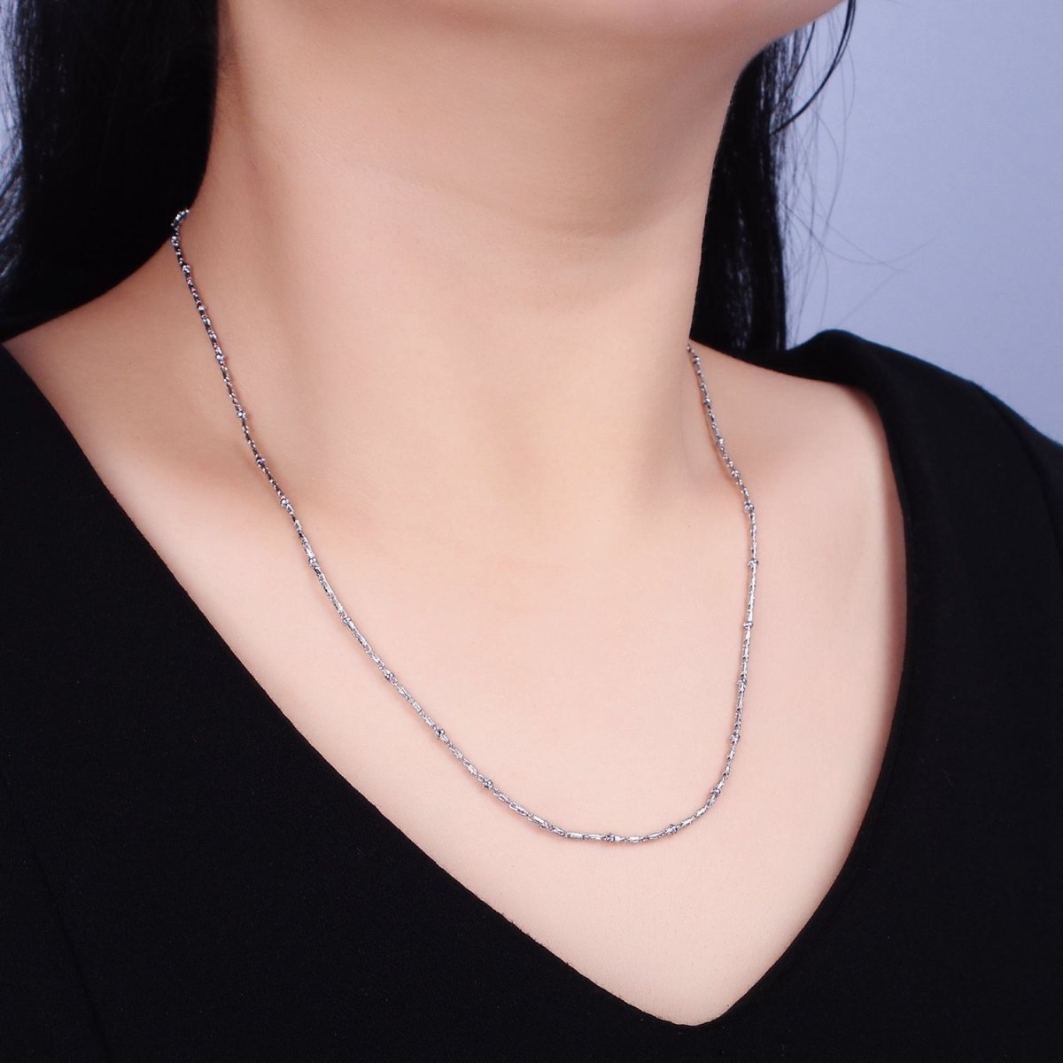 16k Gold Filled Beaded Satellite Chain Gold Filled Silver Chain Simple Everyday Layering Necklace 17 Inch | WA-1859 WA-1860 Clearance Pricing - DLUXCA