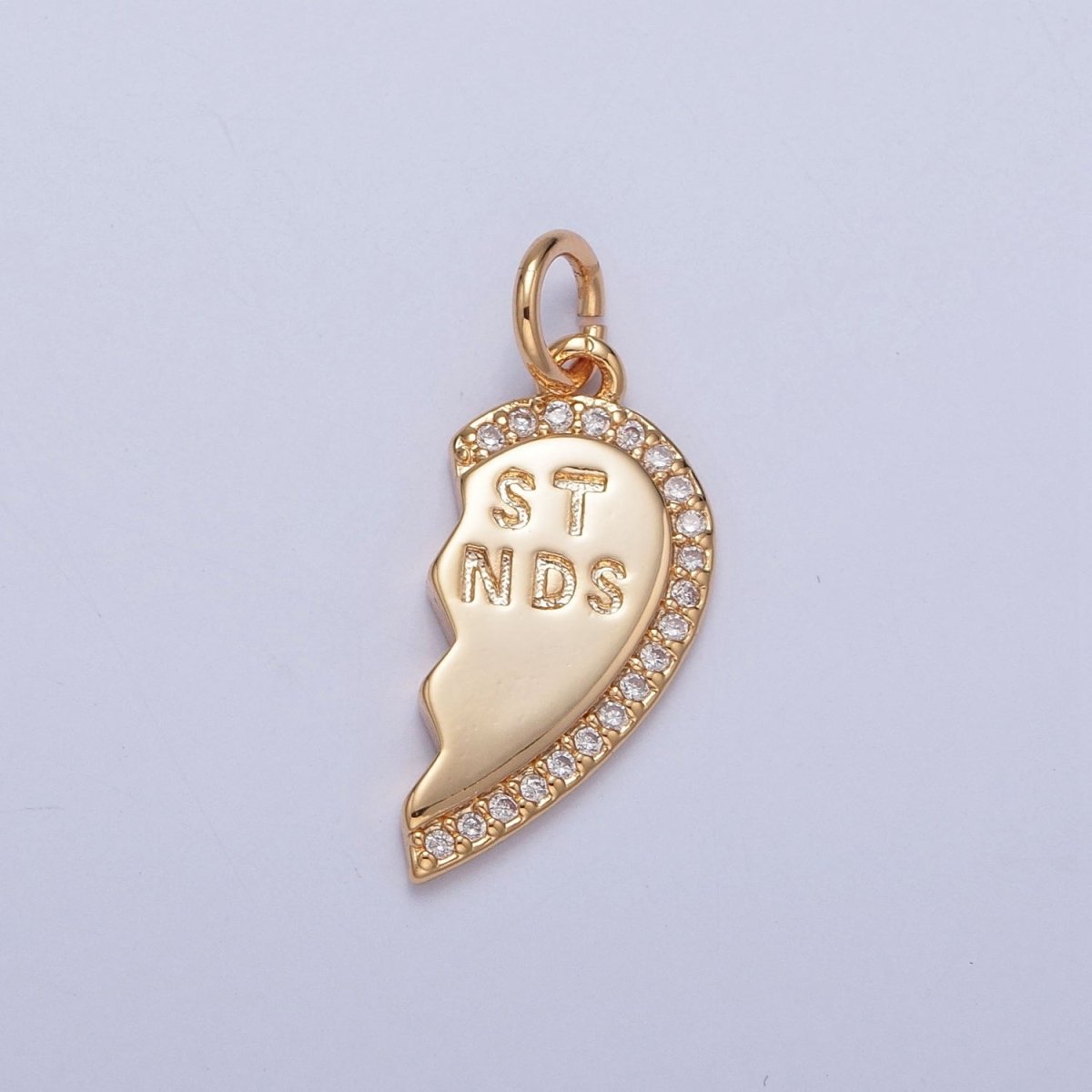 16K Gold Filled Best Friends Micro Paved Cubic Zirconia Breakable Heart Charm Set For Jewelry Making | X-228 - DLUXCA