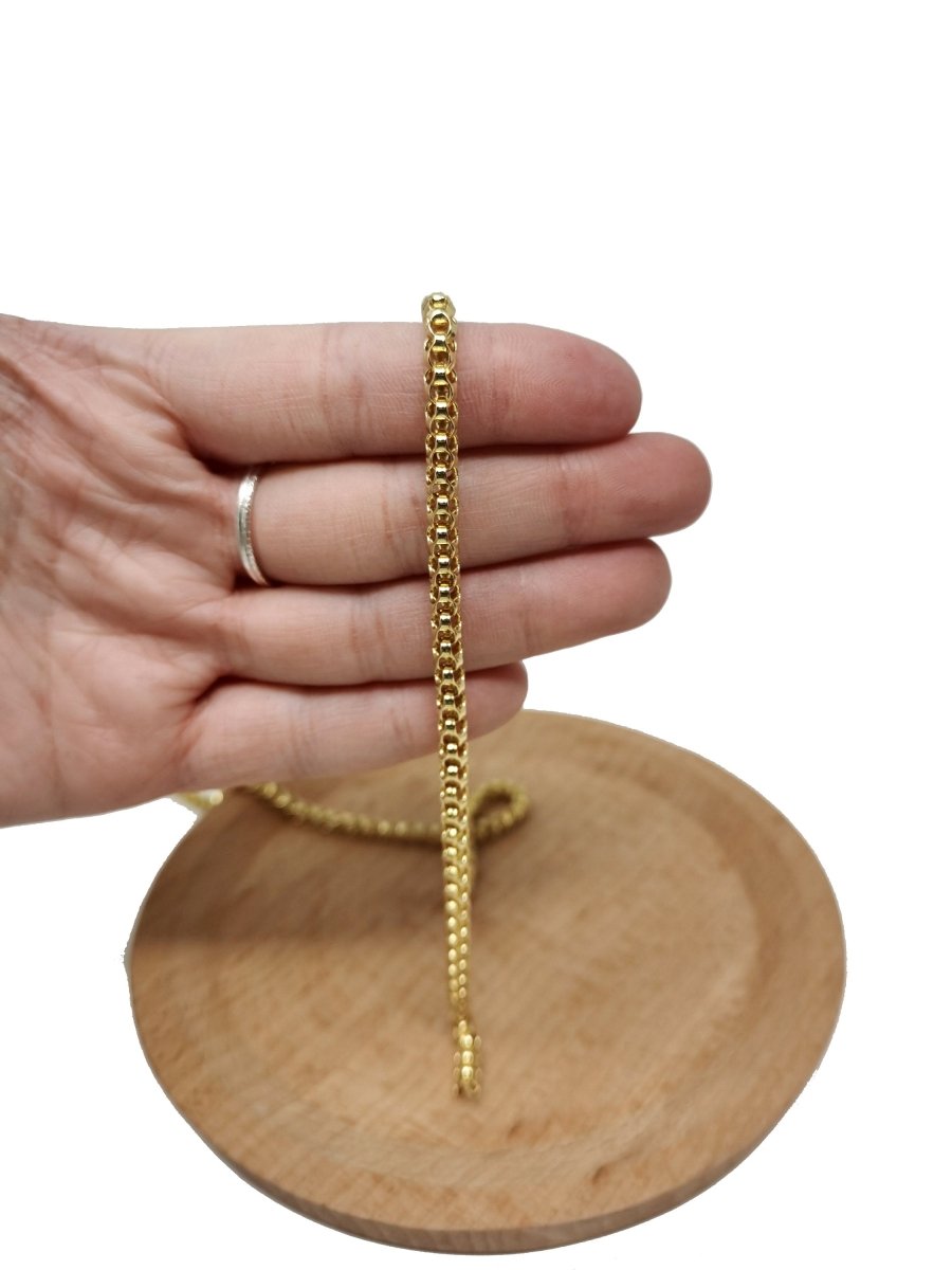 16K Gold Filled Box Book BRIOLETTE Venetian Chain by Yard, Wholesale Bulk Roll Chain for Jewelry Making | ROLL-037 Clearance Pricing - DLUXCA