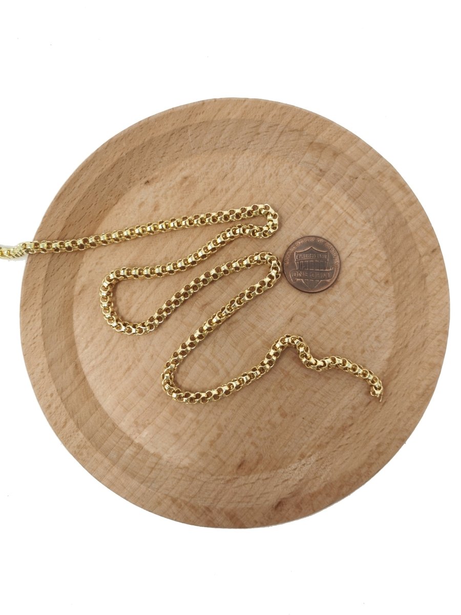 16K Gold Filled Box Book BRIOLETTE Venetian Chain by Yard, Wholesale Bulk Roll Chain for Jewelry Making | ROLL-037 Clearance Pricing - DLUXCA
