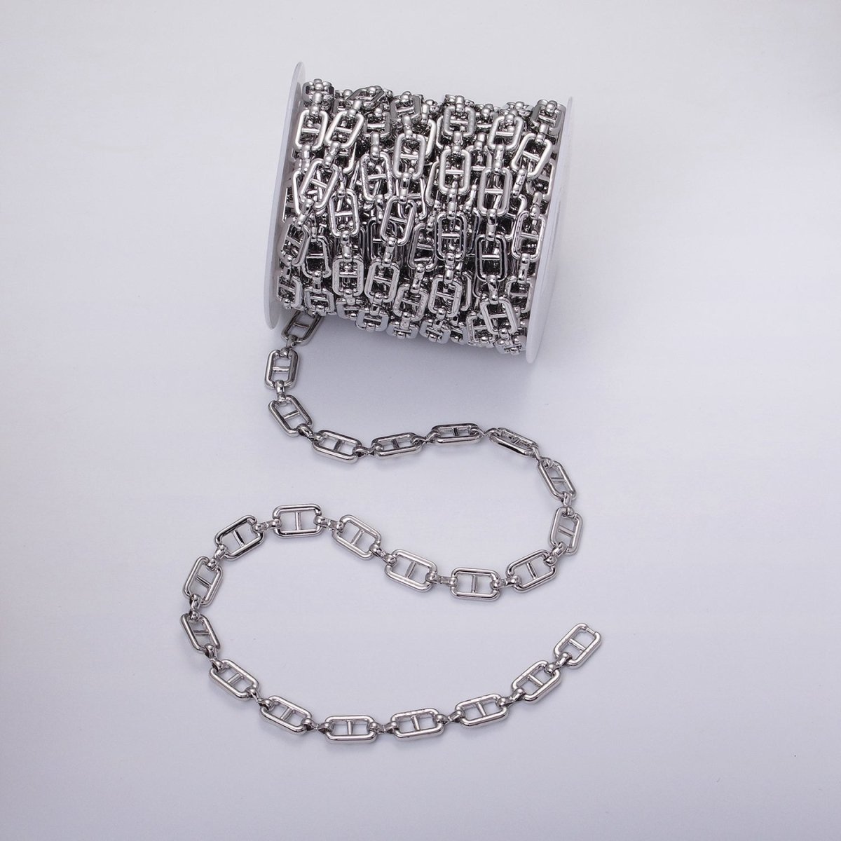 16K Gold Filled Boxy Anchor Figure Eight Link Unique Chain by Yard in Gold & Silver | ROLL-1221 ROLL-1222 Clearance Pricing - DLUXCA