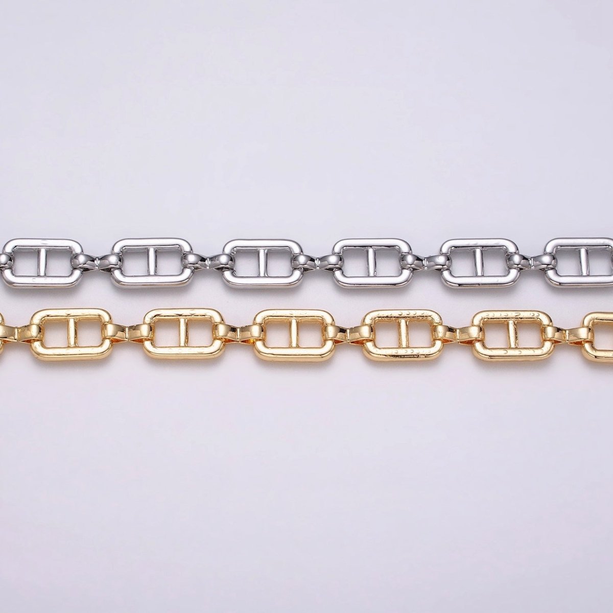 16K Gold Filled Boxy Anchor Figure Eight Link Unique Chain by Yard in Gold & Silver | ROLL-1221 ROLL-1222 Clearance Pricing - DLUXCA