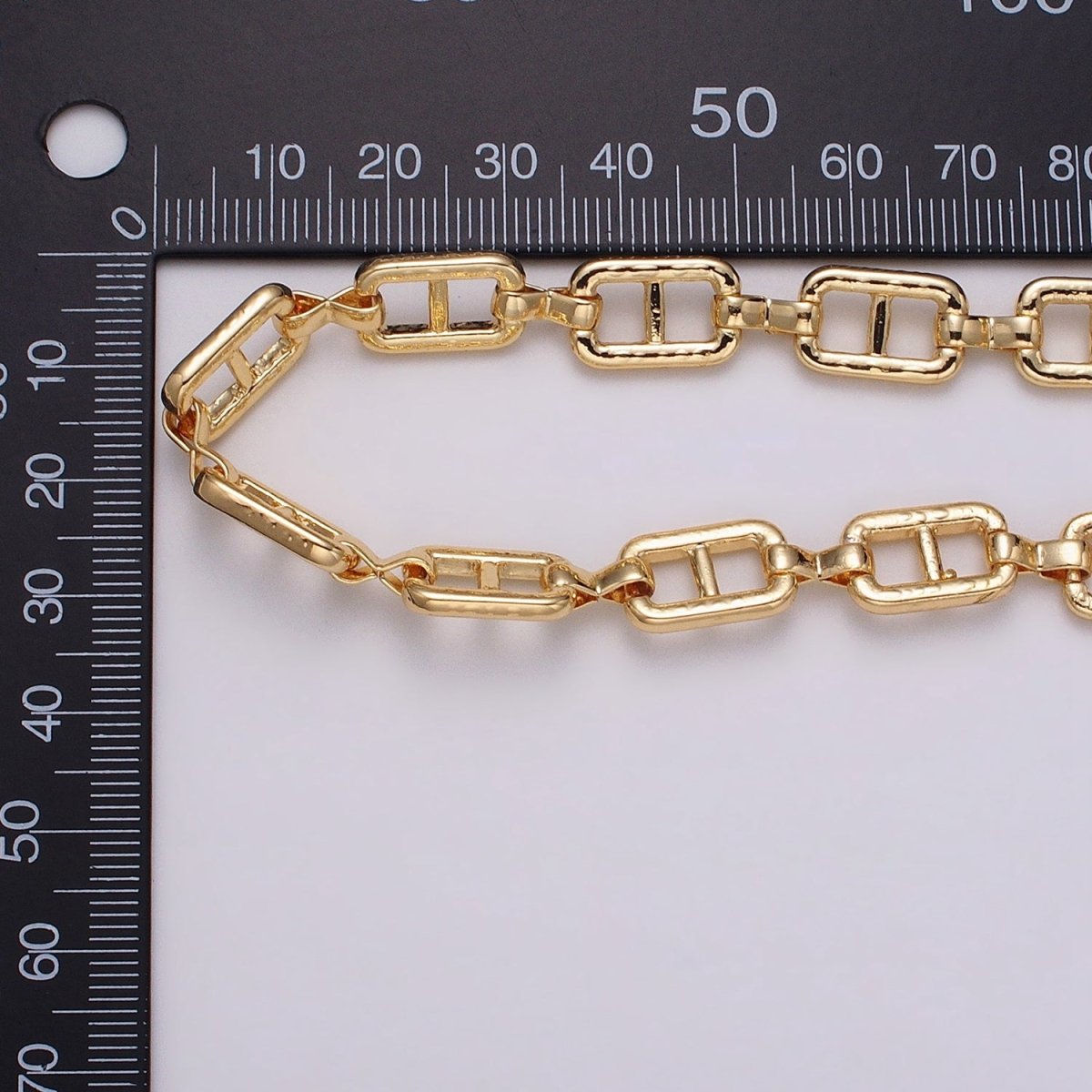 16K Gold Filled Boxy Anchor Figure Eight Link Unique Chain by Yard in Gold & Silver | ROLL-1221 ROLL-1222 Clearance Pricing - DLUXCA