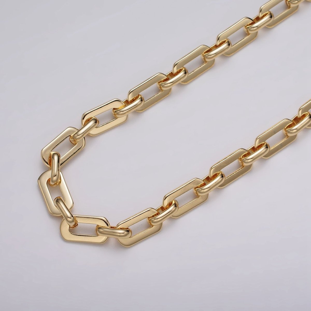 16k Gold Filled Boxy Paperclip 7mm Unfinished Chain in Gold & Silver | ROLL-1153 ROLL-1154 Clearance Pricing - DLUXCA