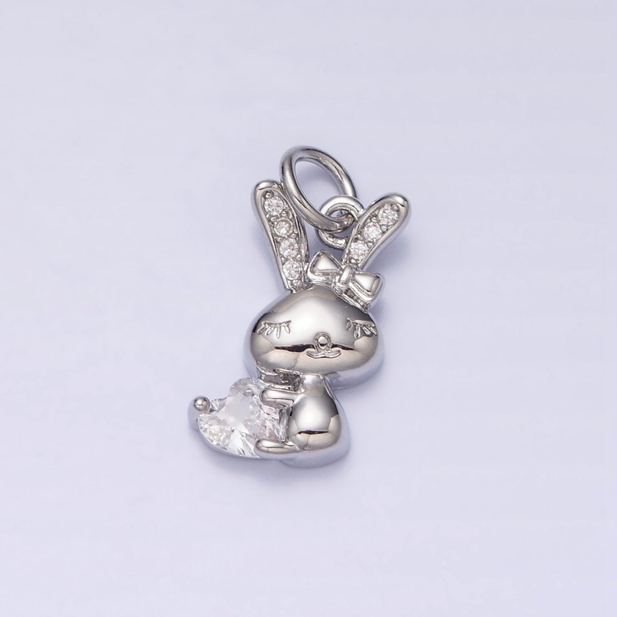 16K Gold Filled Bunny Rabbit Hugging Clear, Pink Heart CZ Add-On Charm | AC1185 - AC1188 - DLUXCA
