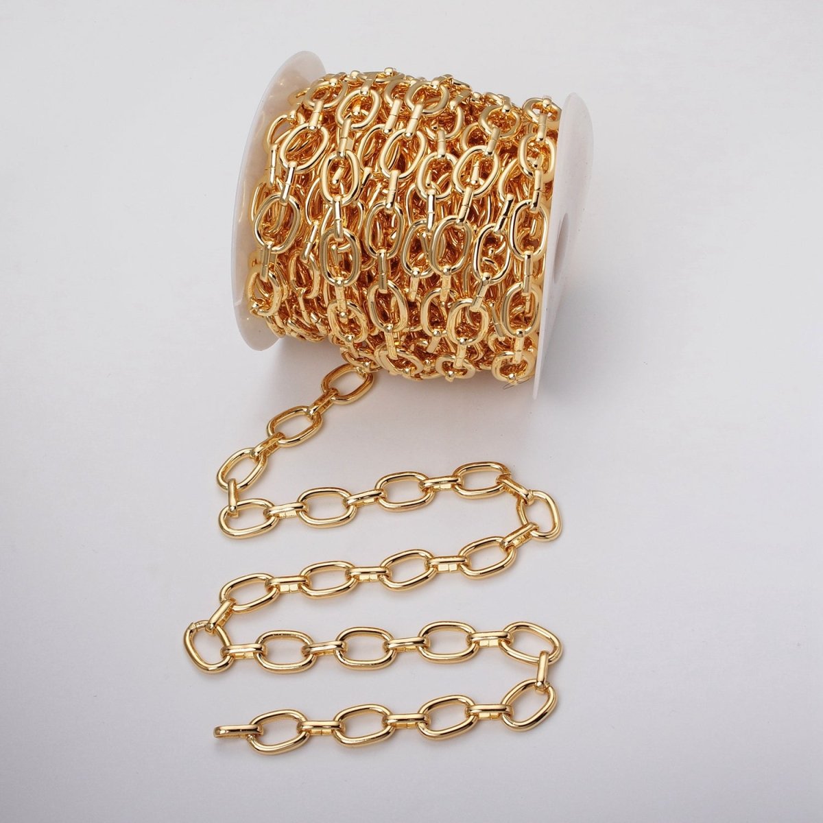 16k Gold Filled Cable Chain Link Unfinished Chain by Yard for Statement Layer Necklace Chain Streetwear Essentials | ROLL-1207 Clearance Pricing - DLUXCA