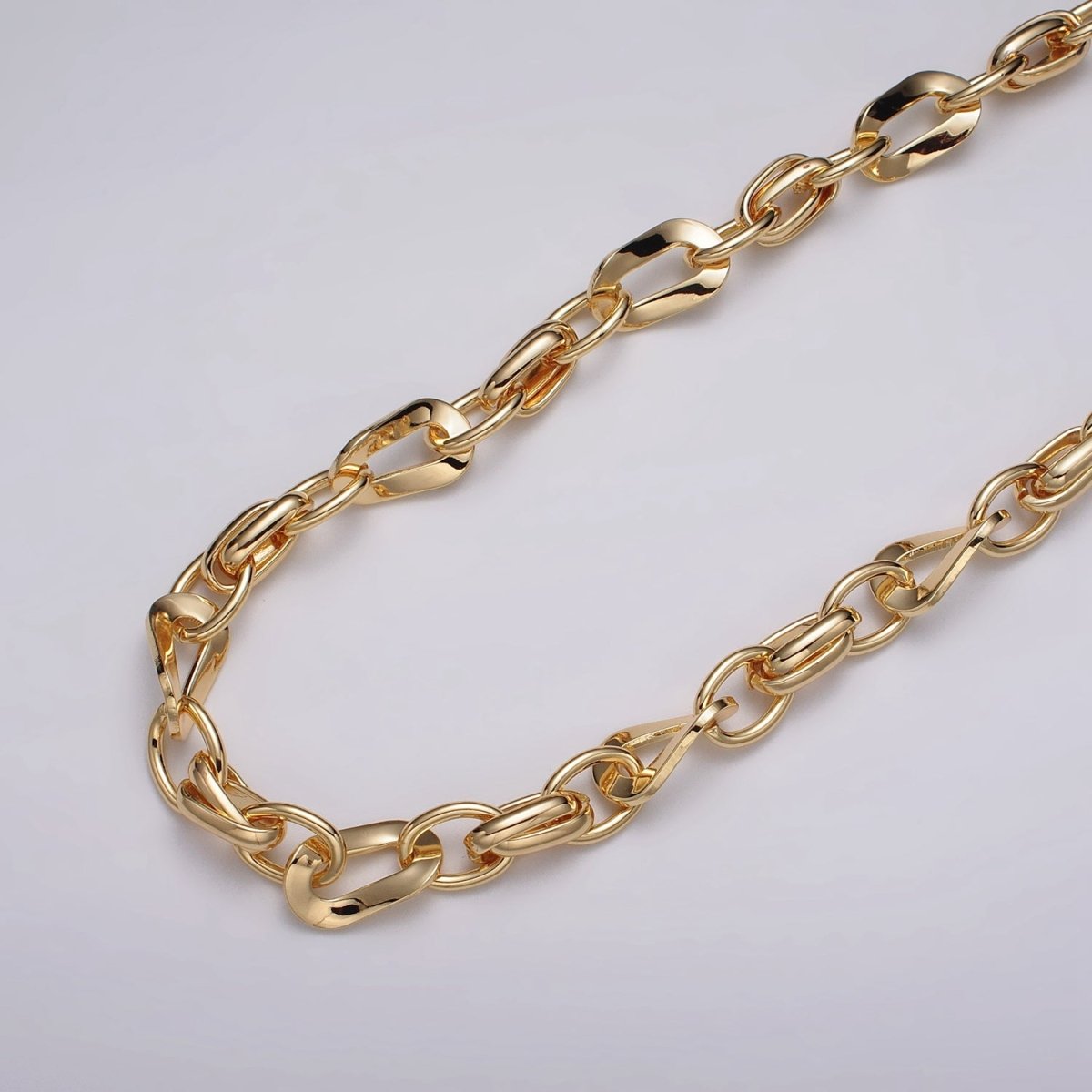 16k Gold Filled Cable Geometric Twist Link Unfinished Chain in Gold & Silver | ROLL-1157 ROLL-1158 Clearance Pricing - DLUXCA