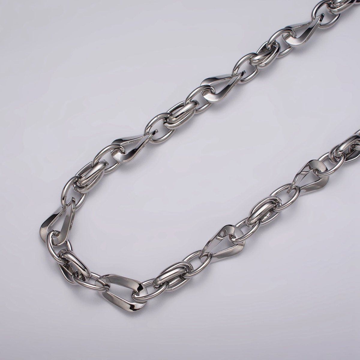 16k Gold Filled Cable Geometric Twist Link Unfinished Chain in Gold & Silver | ROLL-1157 ROLL-1158 Clearance Pricing - DLUXCA