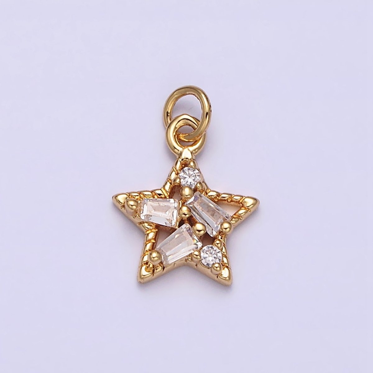 16K Gold Filled Celestial Star Triple Baguette CZ Add-On Charm | AC1138 - DLUXCA
