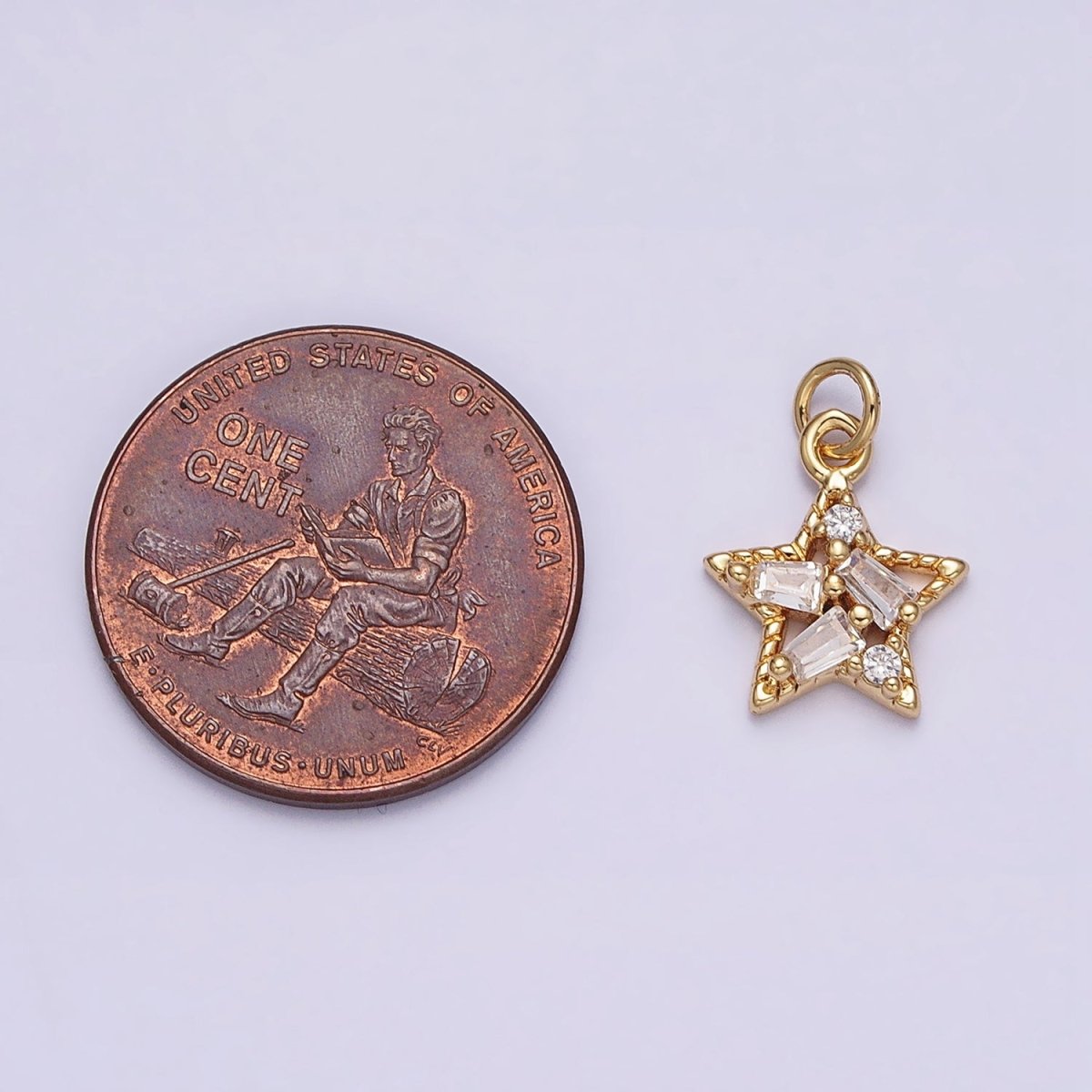 16K Gold Filled Celestial Star Triple Baguette CZ Add-On Charm | AC1138 - DLUXCA