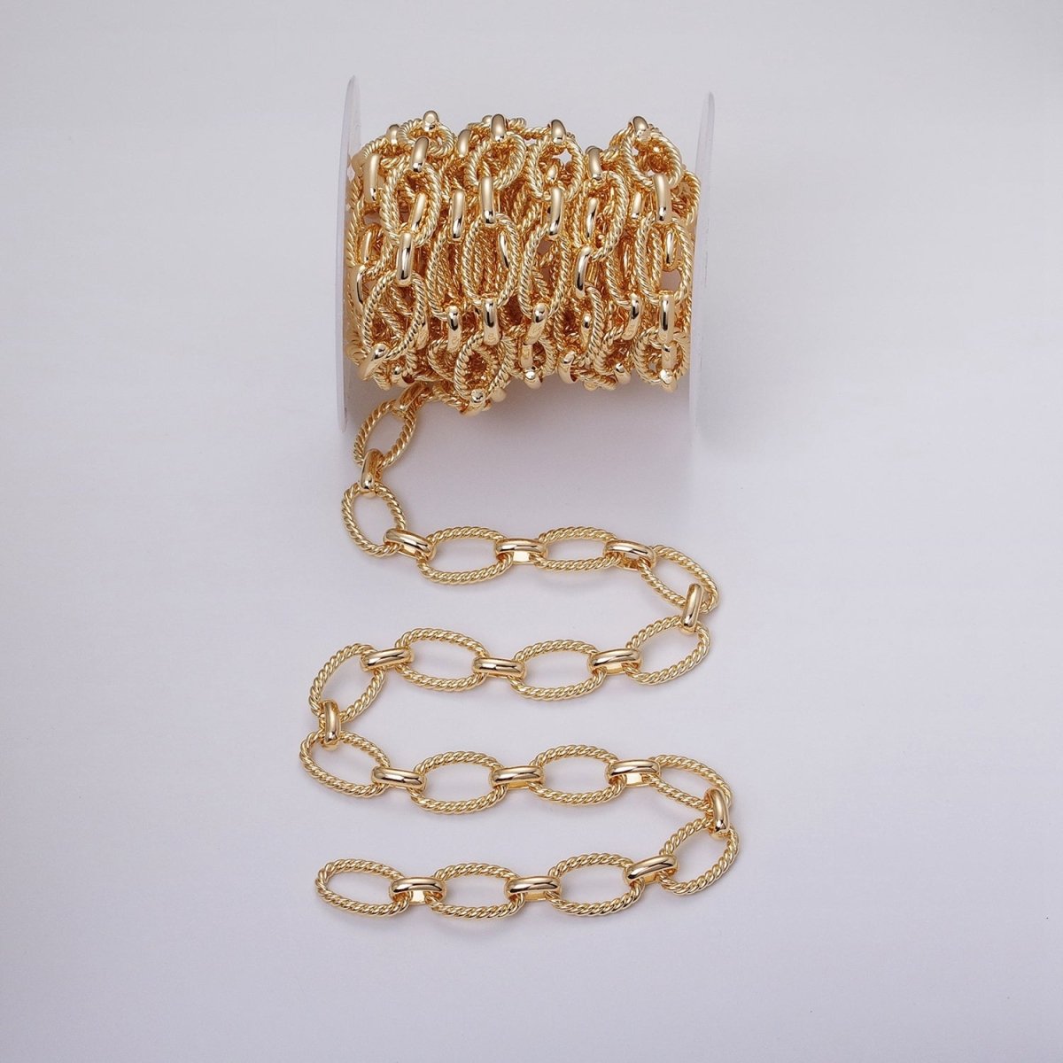 16k Gold Filled Chain by Yard Rope Oval Cable Chain Unfinished Chain Wholesale Chunky Chain Large Oval Link Chain | ROLL-1319 ROLL-1320 Clearance Pricing - DLUXCA