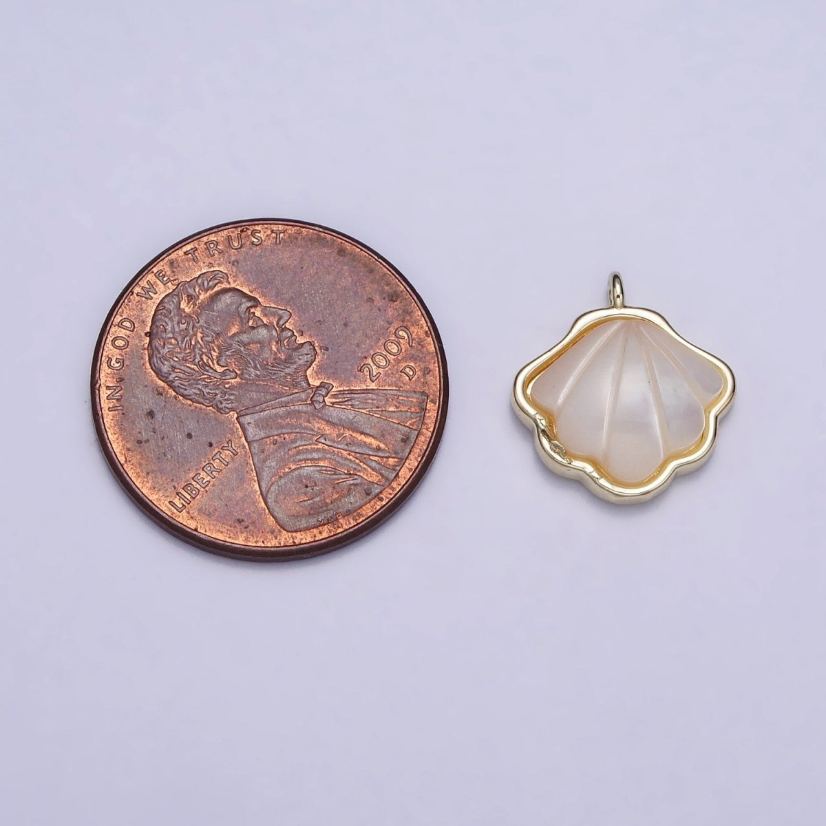 16K Gold Filled Clam Sea Shell Shell Pearl Add-On Charm | AC-773 - DLUXCA