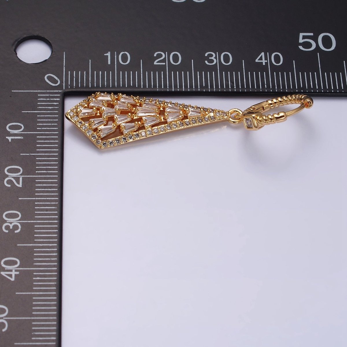 16K Gold Filled Clear Baguette Geometric Drop Twisted Square CZ Huggie Earrings in Gold & Silver | AD1183 AD1184 - DLUXCA