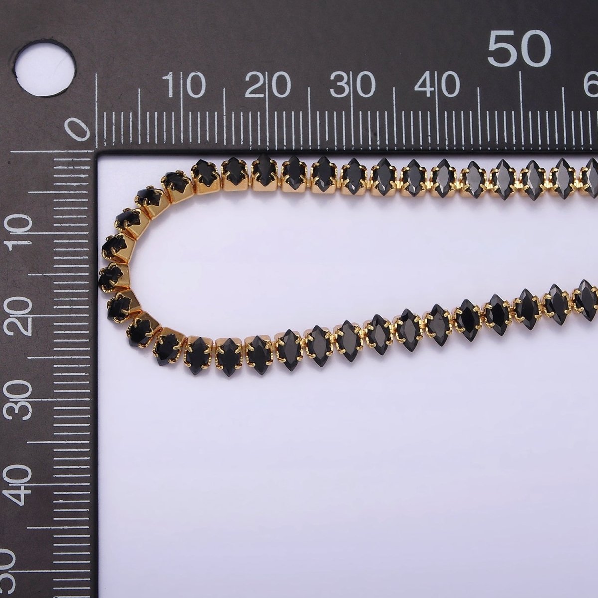 16K Gold Filled Clear, Black, Checkered 5mm Marquise CZ 17 Inch Tennis Chain Necklace | WA-1767 - WA-1769 Clearance Pricing - DLUXCA