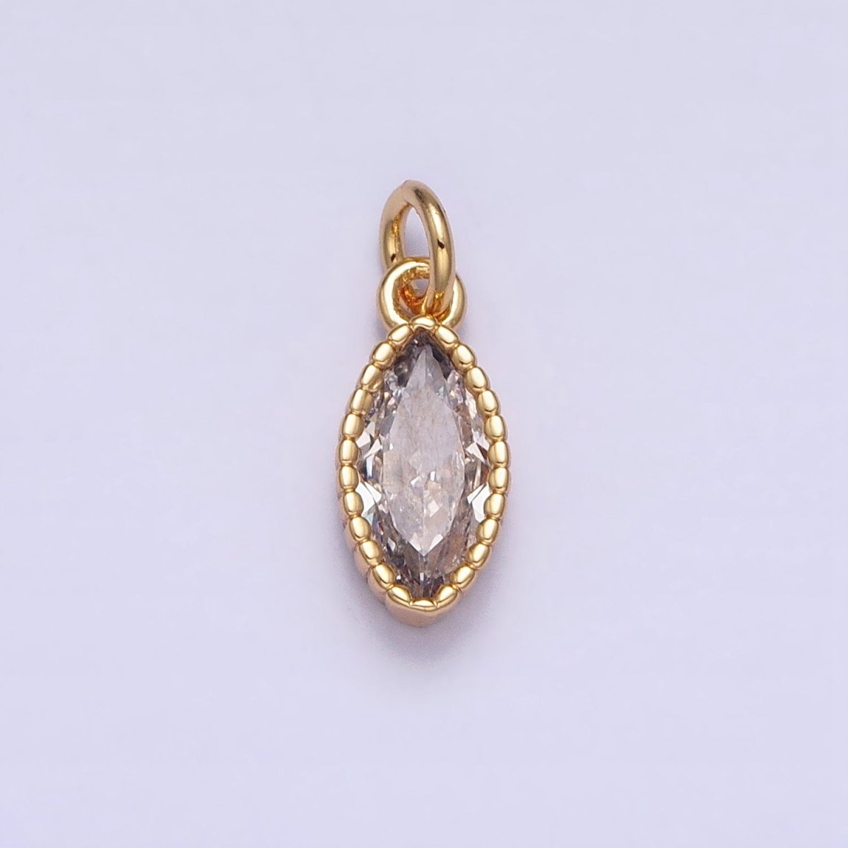 16K Gold Filled Clear CZ Marquise Add-On Charm in Gold & Silver | AC1235 AC1236 - DLUXCA