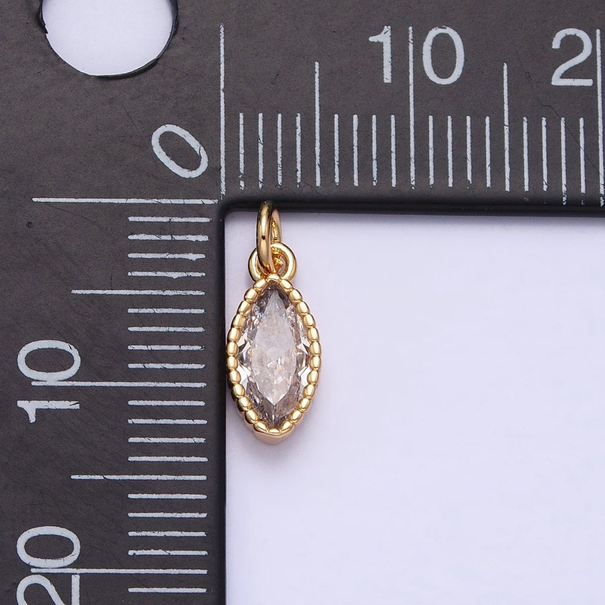 16K Gold Filled Clear CZ Marquise Add-On Charm in Gold & Silver | AC1235 AC1236 - DLUXCA