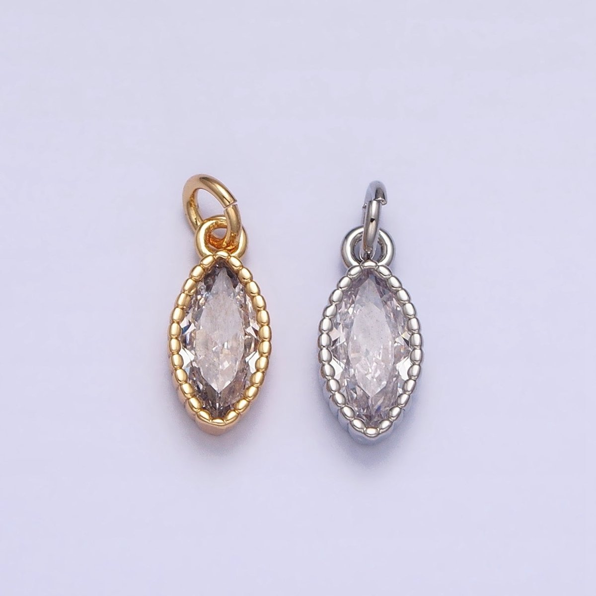 16K Gold Filled Clear CZ Marquise Add-On Charm in Gold & Silver | AC1235 AC1236 - DLUXCA