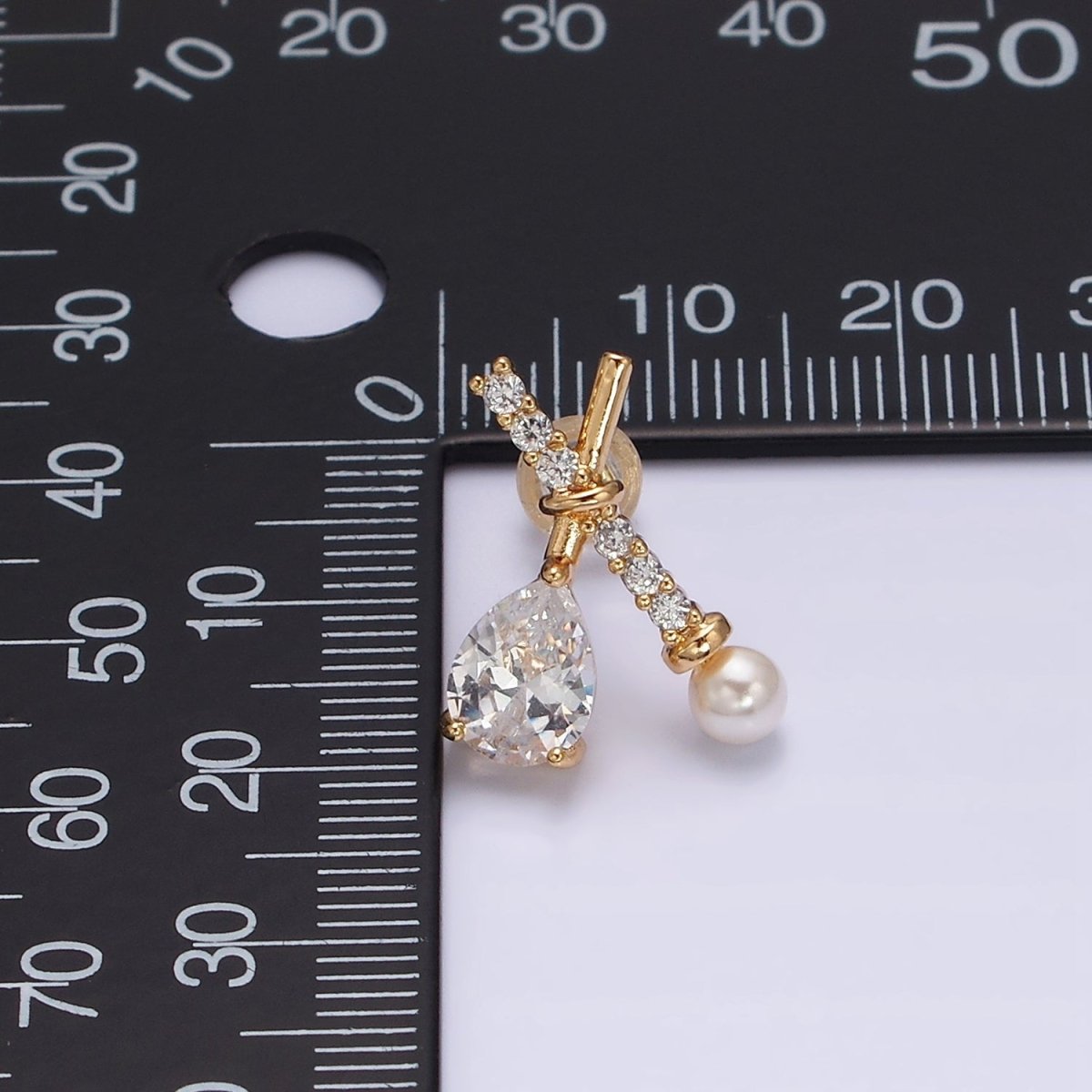 16K Gold Filled Clear CZ Micro Paved X Claw Double Band Stud Earrings | AE842 - DLUXCA