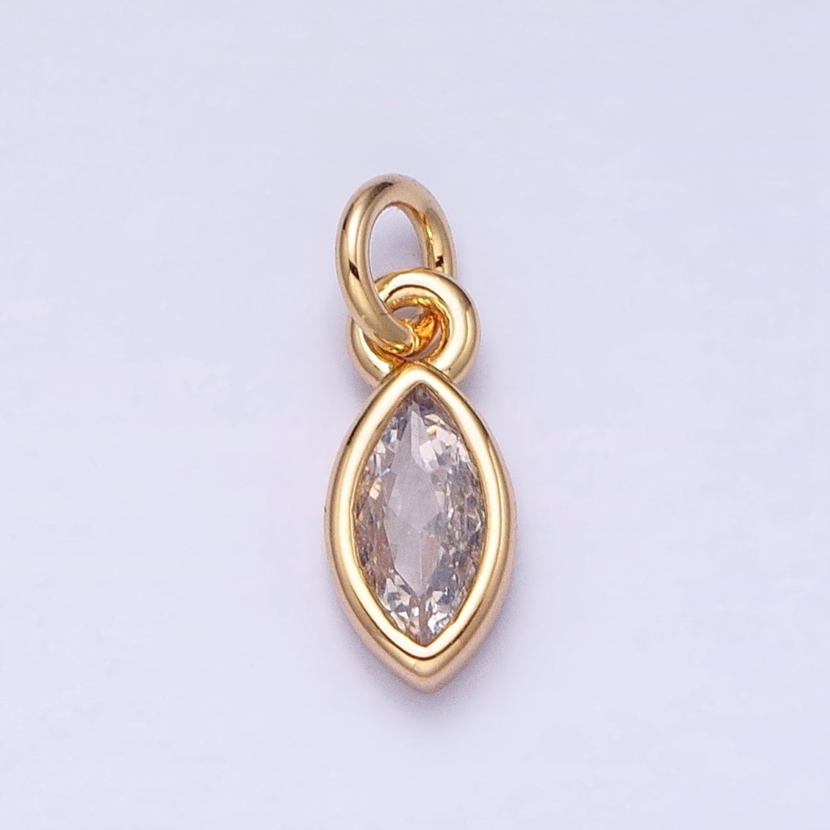 16K Gold Filled Clear CZ Teardrop Bezel Add-On Charm in Gold & Silver | AC1203 AC1204 - DLUXCA