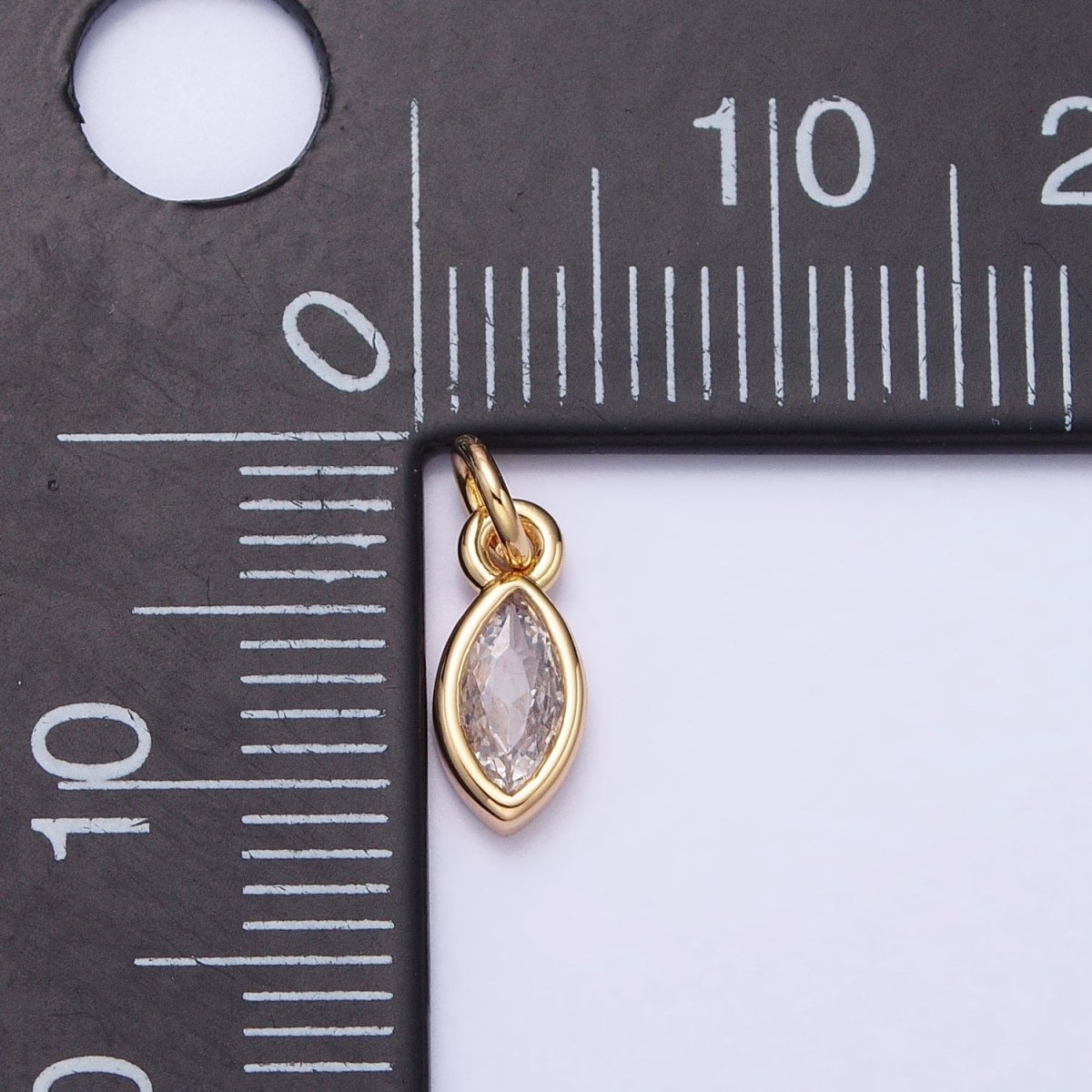 16K Gold Filled Clear CZ Teardrop Bezel Add-On Charm in Gold & Silver | AC1203 AC1204 - DLUXCA