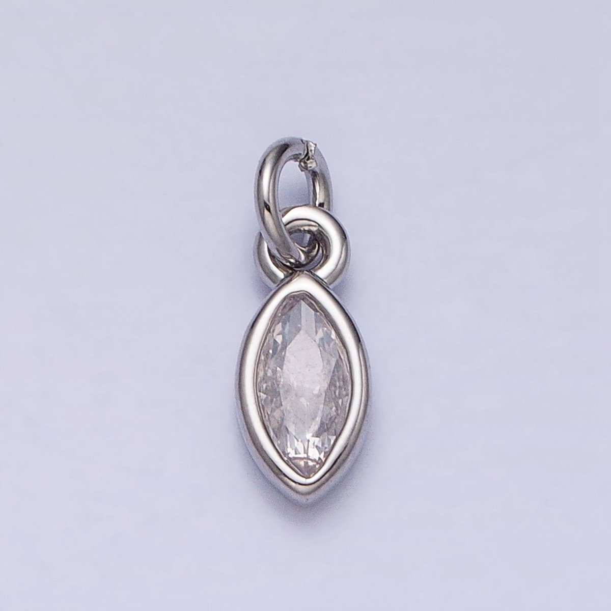 16K Gold Filled Clear CZ Teardrop Bezel Add-On Charm in Gold & Silver | AC1203 AC1204 - DLUXCA