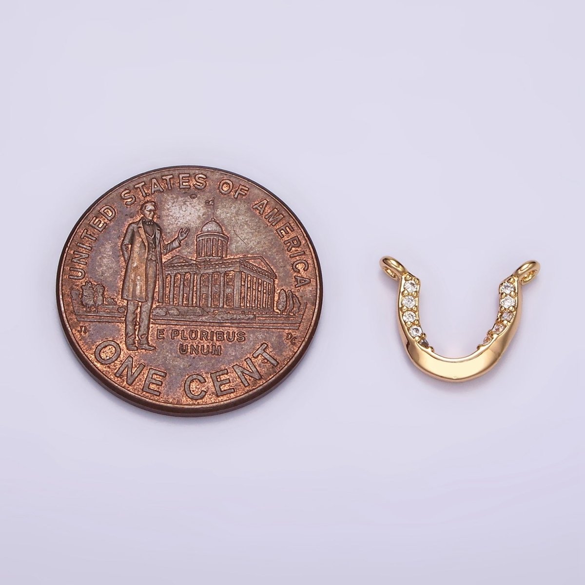 16K Gold Filled Clear Micro Paved CZ Curved U-Shaped Connector | G182 - DLUXCA