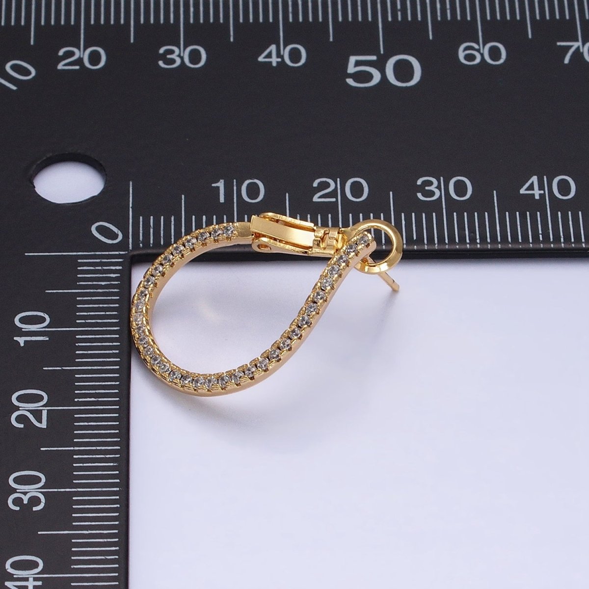 16K Gold Filled Clear Micro Paved CZ Front-Facing Hinge Hoop Earrings in Gold & Silver | AD1100 AD1101 - DLUXCA