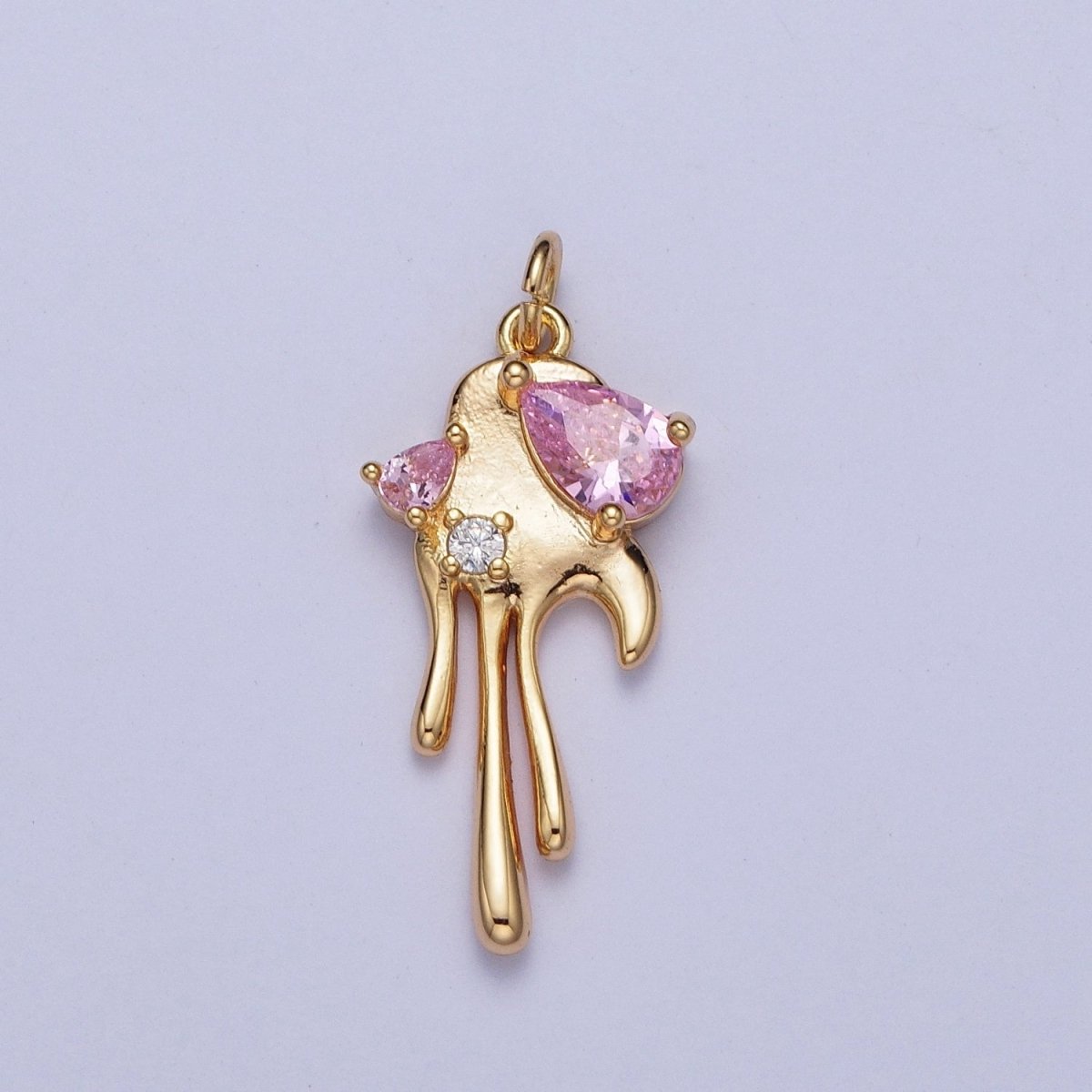16K Gold Filled Clear, Purple, Pink Teardrop Dripping Gold Geometric Charm AG-007 AG-008 AG-009 AG-010 - DLUXCA
