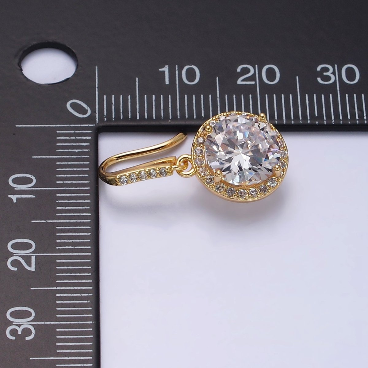 16K Gold Filled Clear Round CZ Micro Paved French Hook Earrings in Gold & Silver | AD1175 AD1176 - DLUXCA