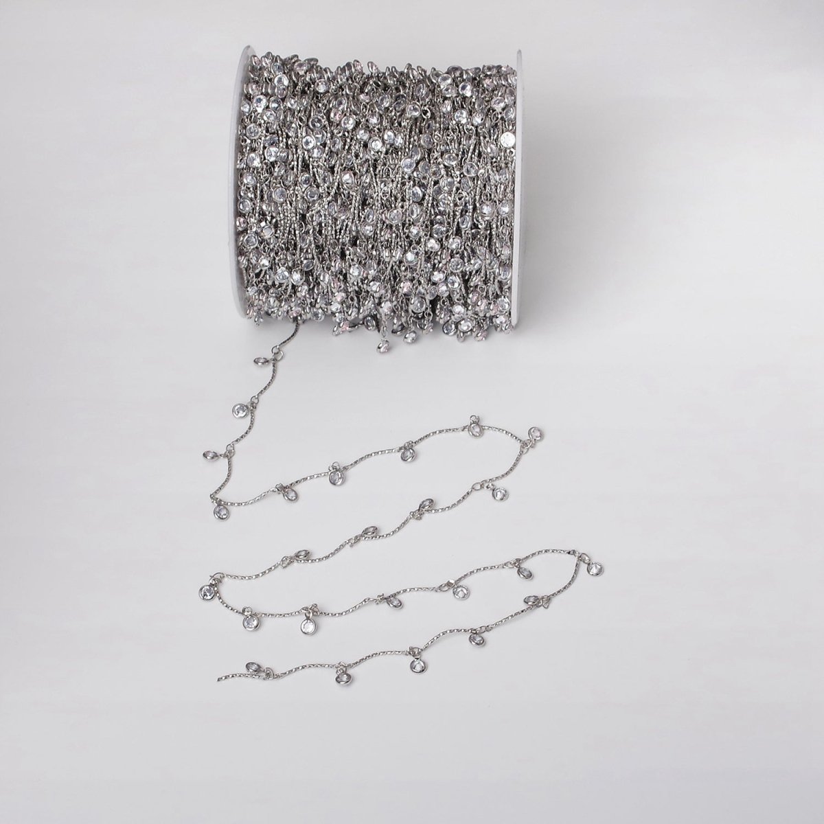 16K Gold Filled Clear Round Drop Textured Designed Unfinished Chain in Gold & Silver | ROLL-1363 ROLL-1364 Clearance Pricing - DLUXCA