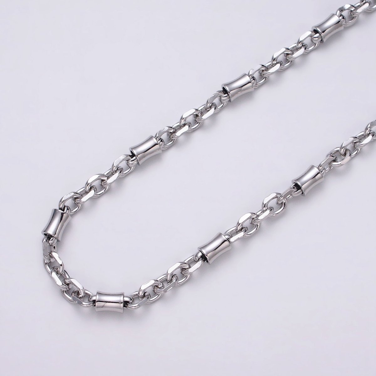 16K Gold Filled Curved Tube Multiple Flat Cable Link Unfinished Chain in Gold & Silver | ROLL-1225 ROLL-1226 Clearance Pricing - DLUXCA