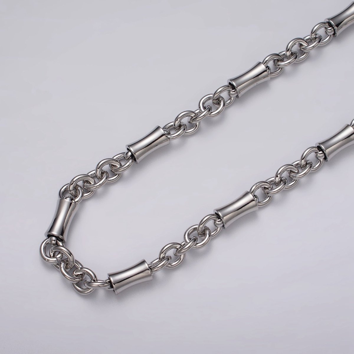 16k Gold Filled Curved Tube Rolo Link Unfinished Chain in Gold & Silver by Yard | ROLL-1171 ROLL-1172 Clearance Pricing - DLUXCA