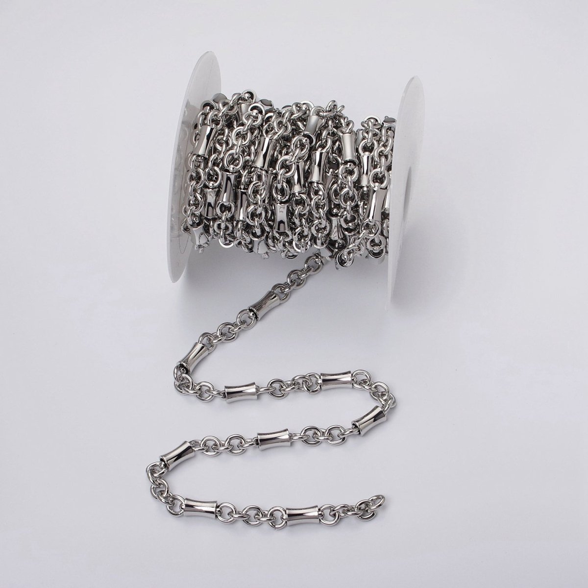 16k Gold Filled Curved Tube Rolo Link Unfinished Chain in Gold & Silver by Yard | ROLL-1171 ROLL-1172 Clearance Pricing - DLUXCA