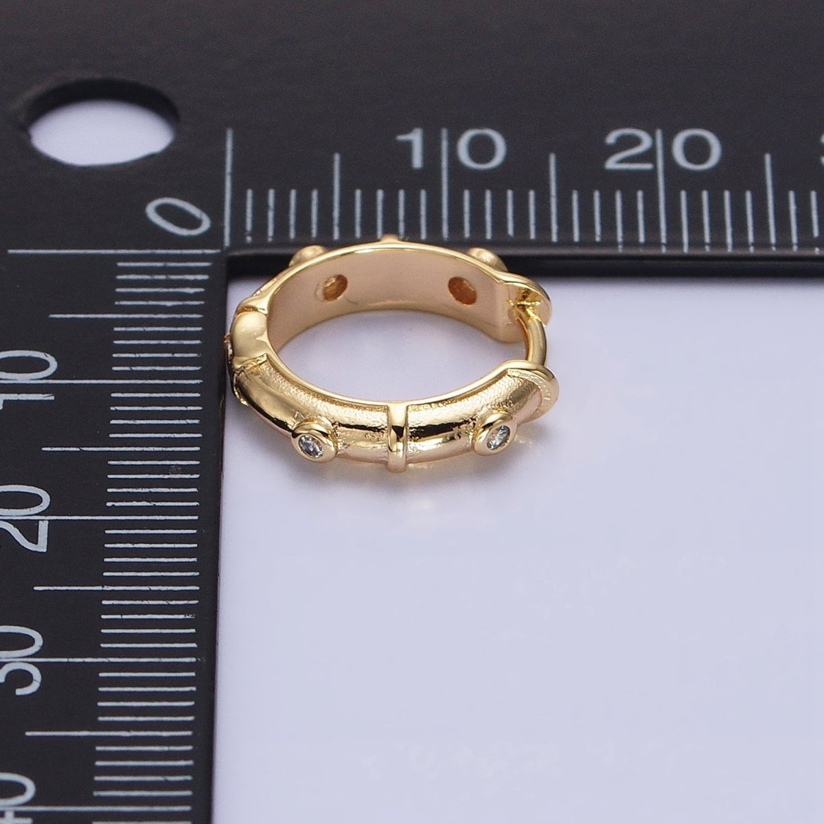 16K Gold Filled CZ Dotted 15mm Huggie Hoop Earrings in Gold & Silver | AB1555 AB1556 - DLUXCA