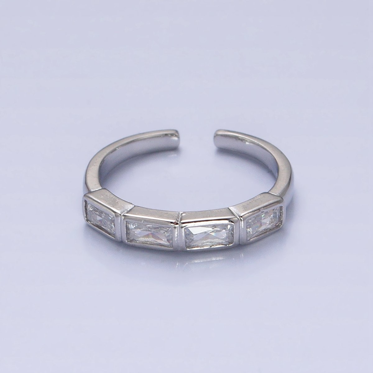 16K Gold Filled CZ Lined Multicolor, Clear Baguette Thin Ring in Gold & Silver | O-1936 O-1937 O-1938 O-1939 - DLUXCA