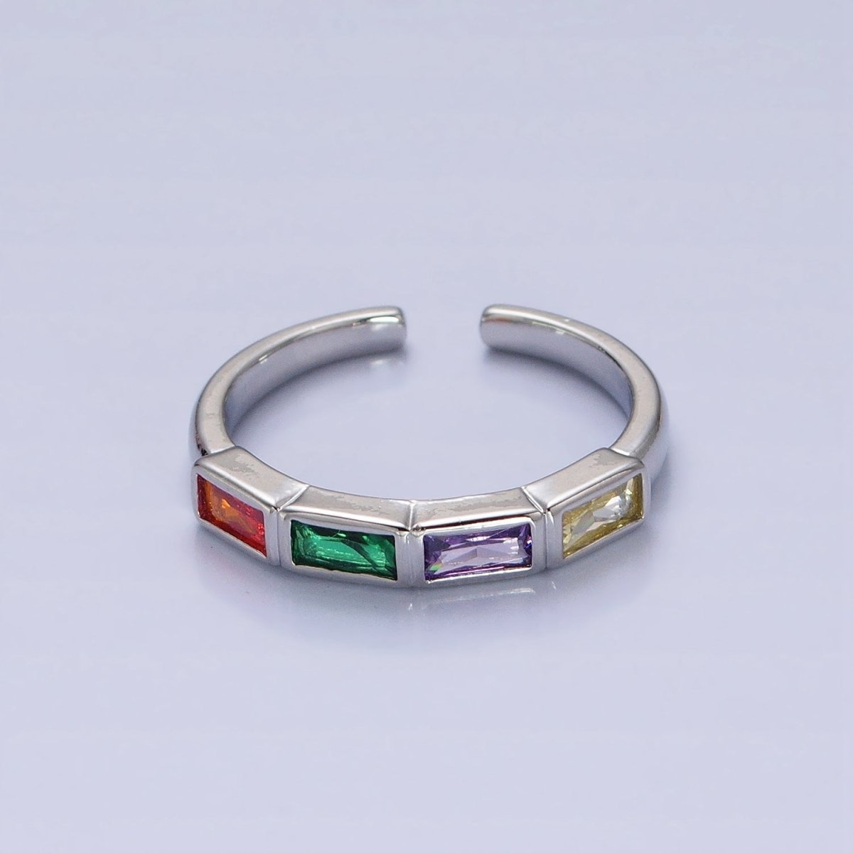 16K Gold Filled CZ Lined Multicolor, Clear Baguette Thin Ring in Gold & Silver | O-1936 O-1937 O-1938 O-1939 - DLUXCA