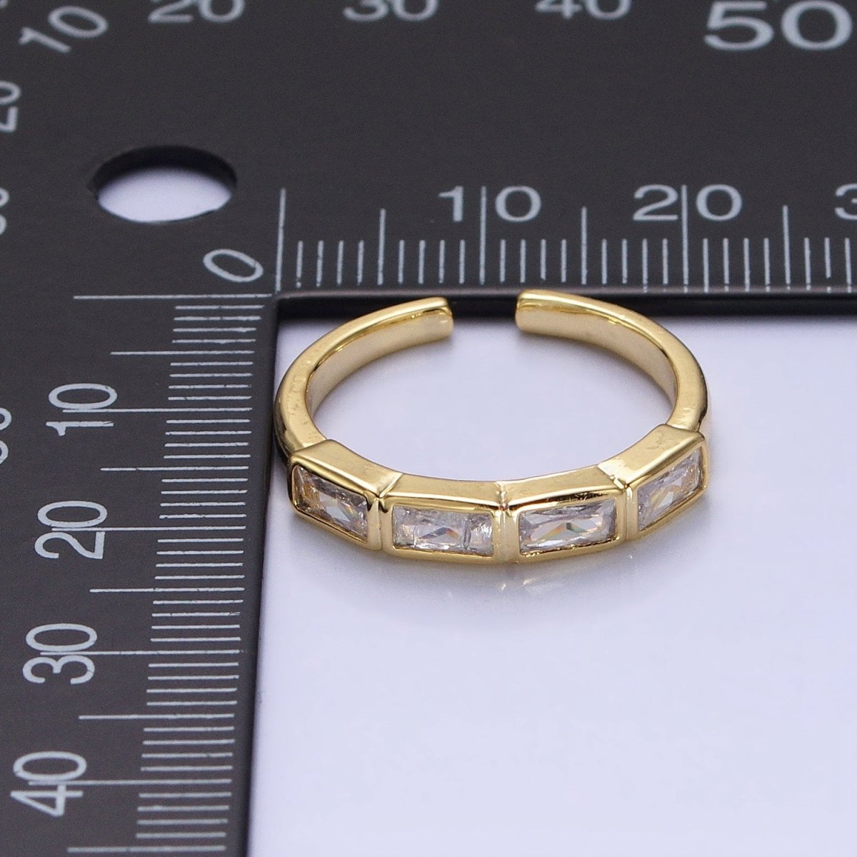 16K Gold Filled CZ Lined Multicolor, Clear Baguette Thin Ring in Gold & Silver | O-1936 O-1937 O-1938 O-1939 - DLUXCA