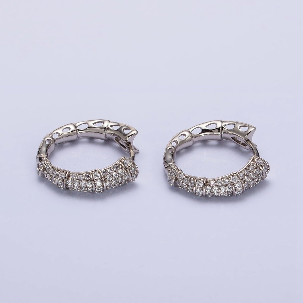 16K Gold Filled CZ Micro Paved Geometric Huggie Endless Hoop Earrings | AD1323 AD1324 - DLUXCA