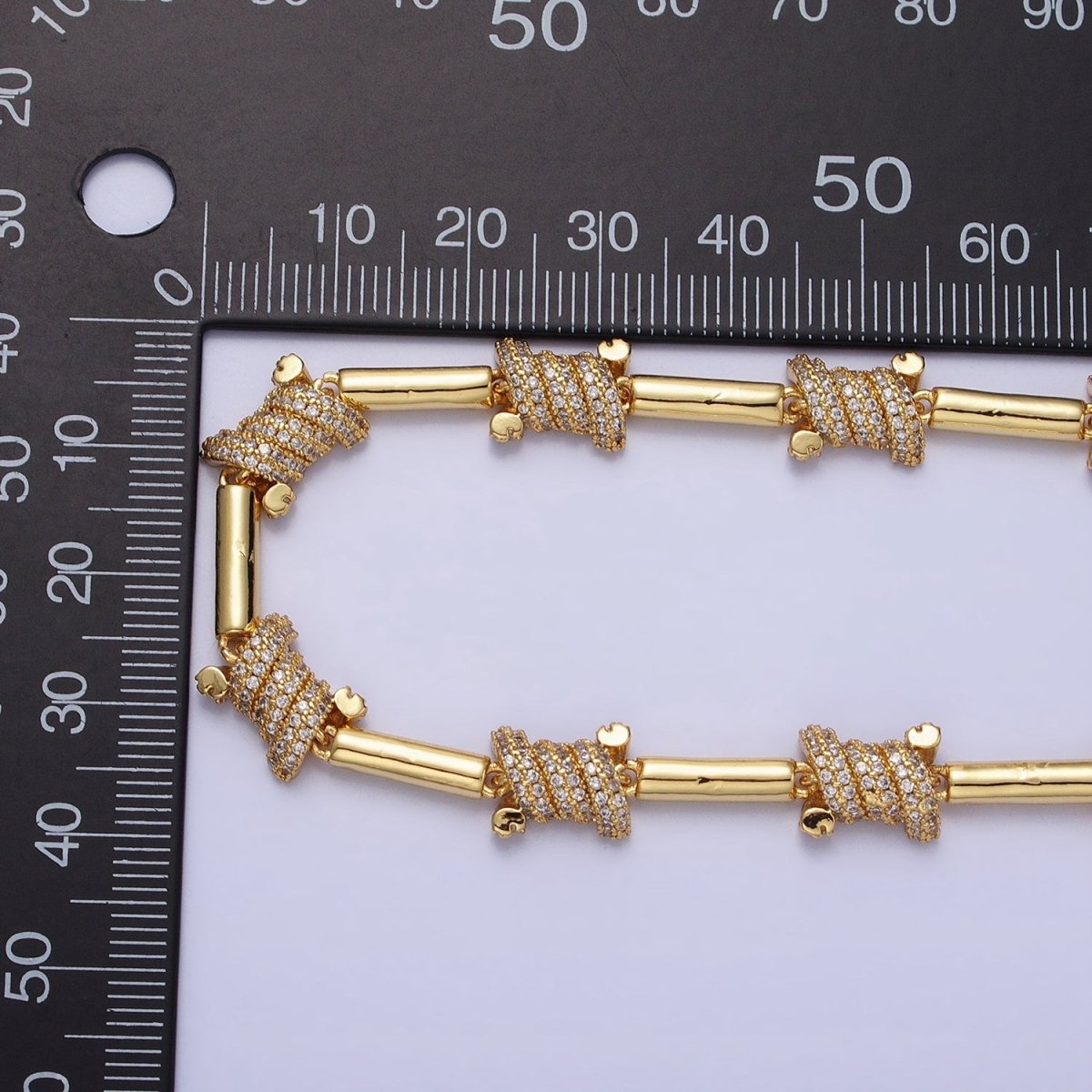 16K Gold Filled CZ Micro Paved Statement Tube Chain 17 Inch Necklace with Lobster Clasps in Gold & Silver | WA-1752 WA-1753 Clearance Pricing - DLUXCA