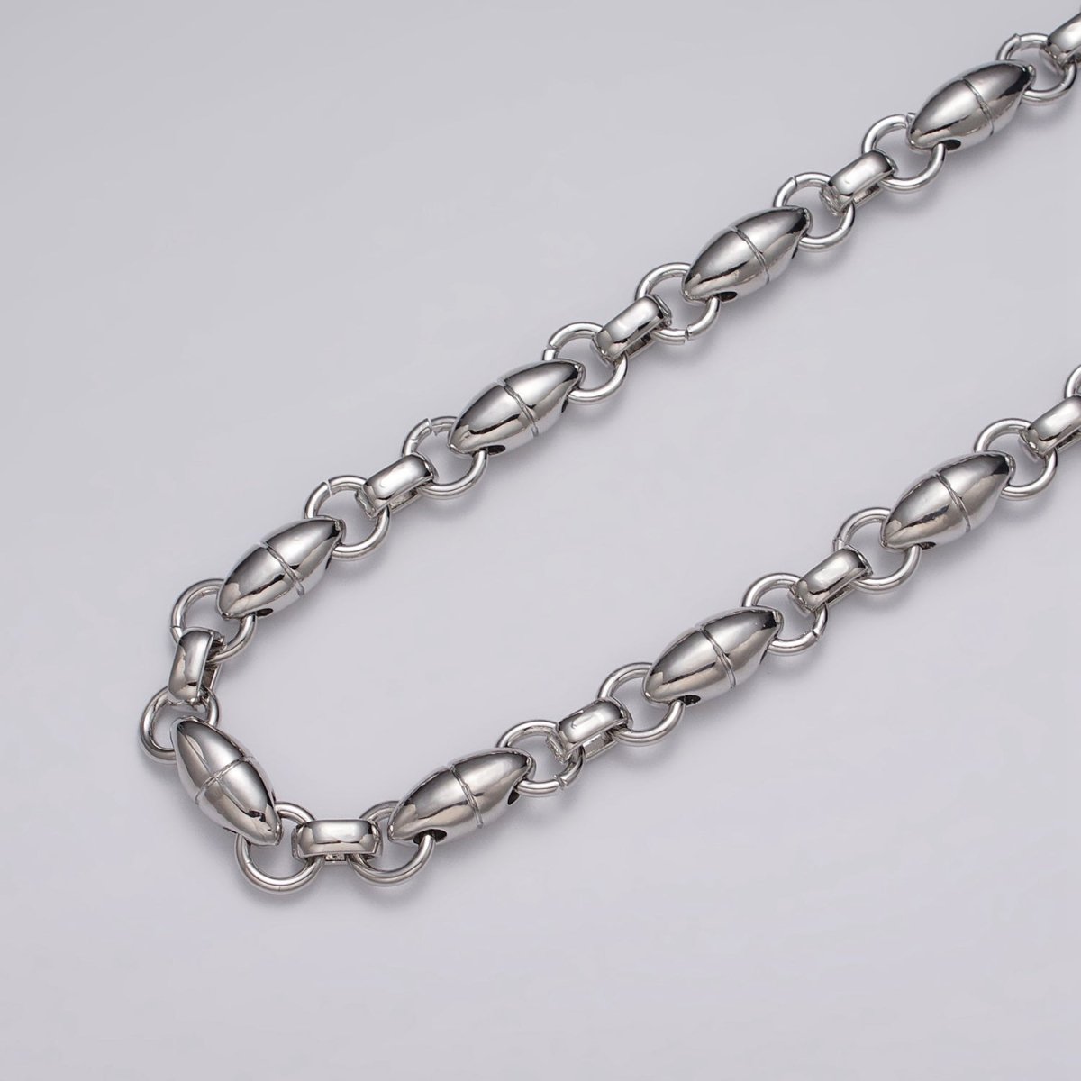 16k Gold Filled Designed Oval Pill Rolo Link Unfinished Chain by Yard in Gold & Silver | ROLL-1167 ROLL-1168 Clearance Pricing - DLUXCA