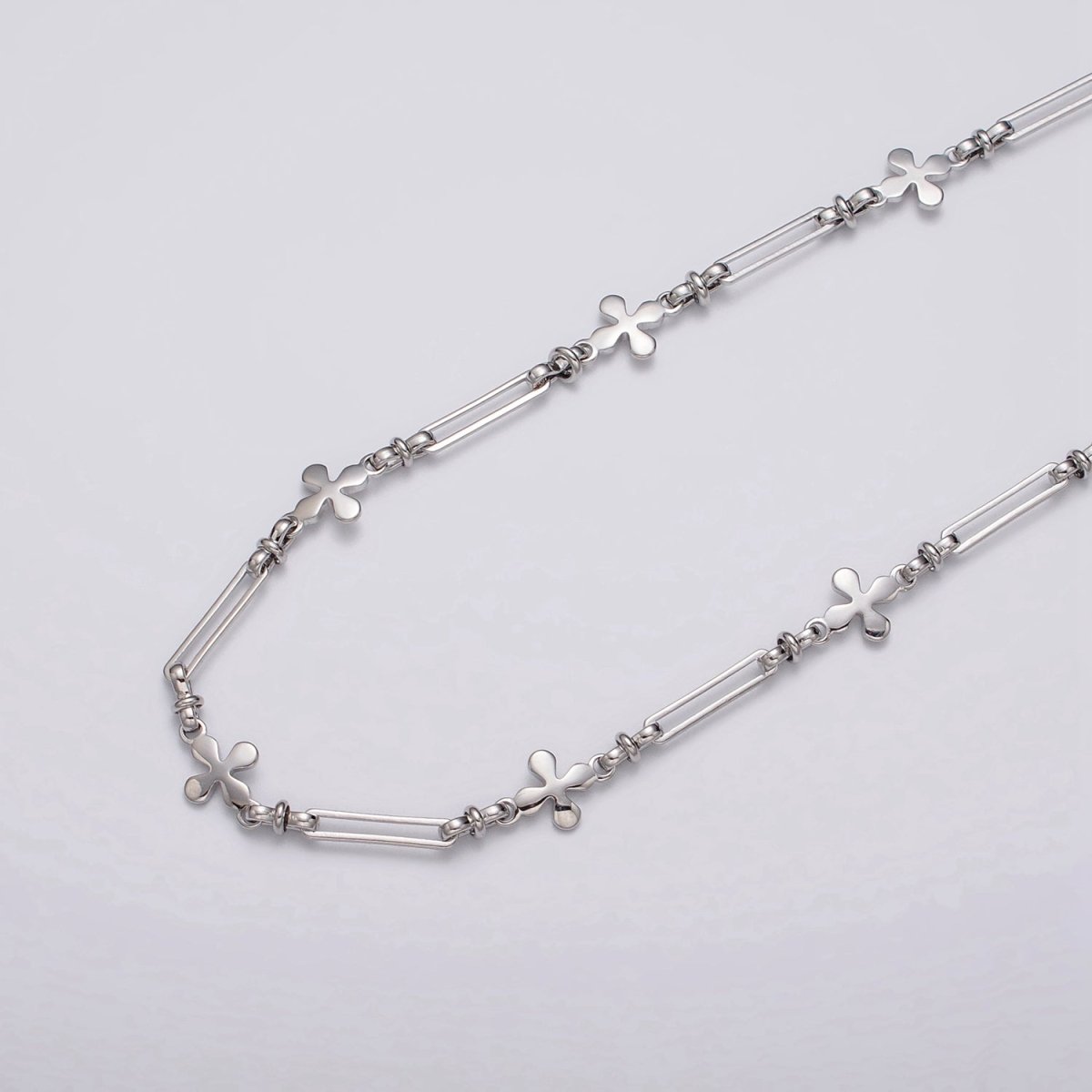 16k Gold Filled Designed Quatrefoil Paperclip Figure Eight Link Unfinished Chain by Yard in Gold & Silver | ROLL-1177 ROLL-1178 Clearance Pricing - DLUXCA