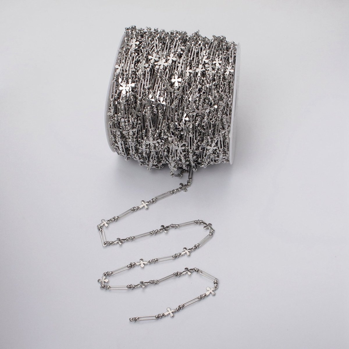 16k Gold Filled Designed Quatrefoil Paperclip Figure Eight Link Unfinished Chain by Yard in Gold & Silver | ROLL-1177 ROLL-1178 Clearance Pricing - DLUXCA