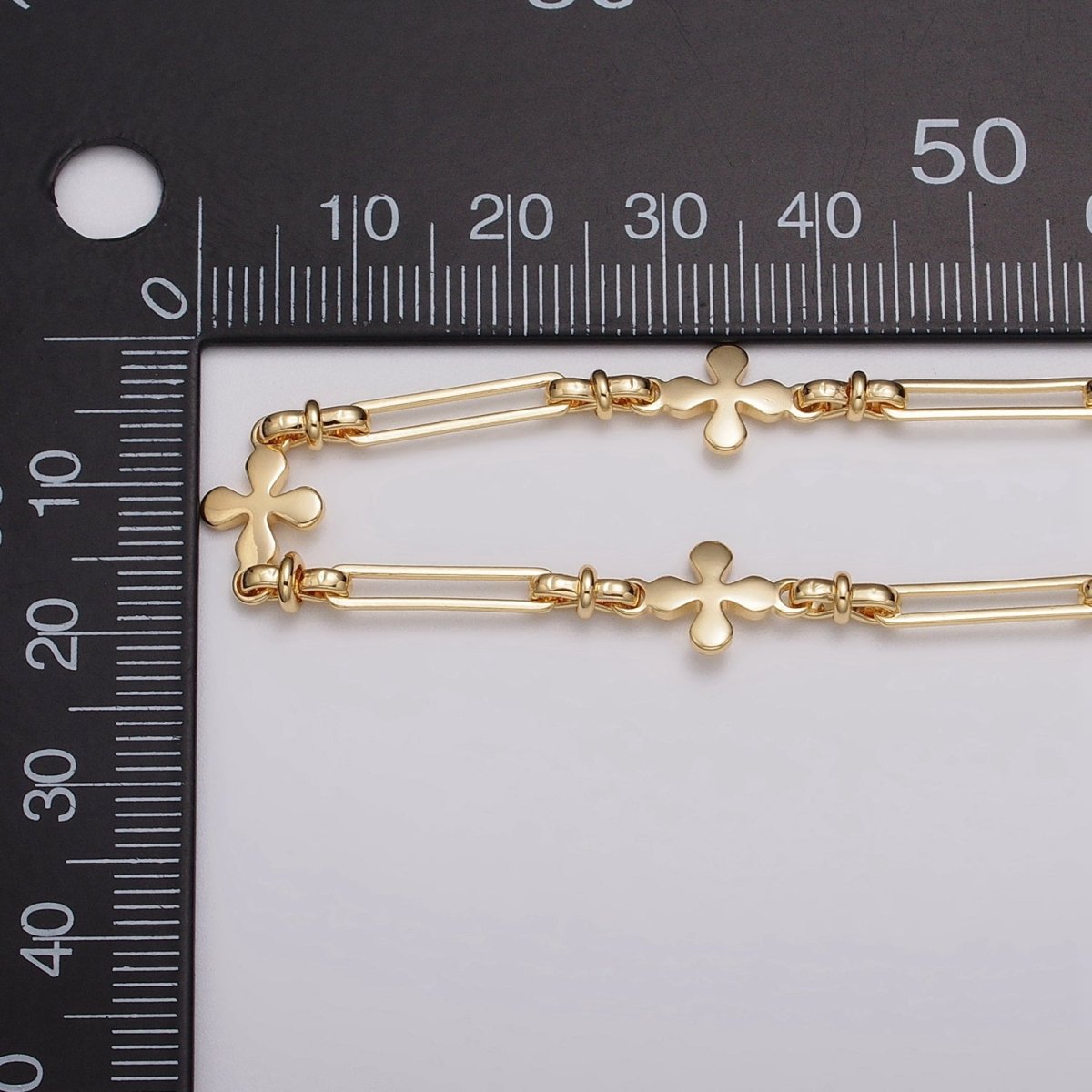 16k Gold Filled Designed Quatrefoil Paperclip Figure Eight Link Unfinished Chain by Yard in Gold & Silver | ROLL-1177 ROLL-1178 Clearance Pricing - DLUXCA