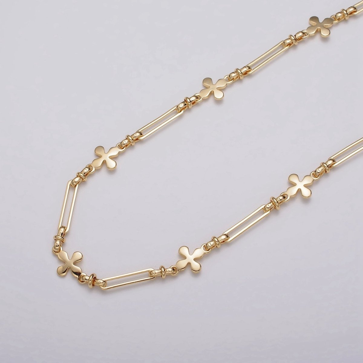 16k Gold Filled Designed Quatrefoil Paperclip Figure Eight Link Unfinished Chain by Yard in Gold & Silver | ROLL-1177 ROLL-1178 Clearance Pricing - DLUXCA