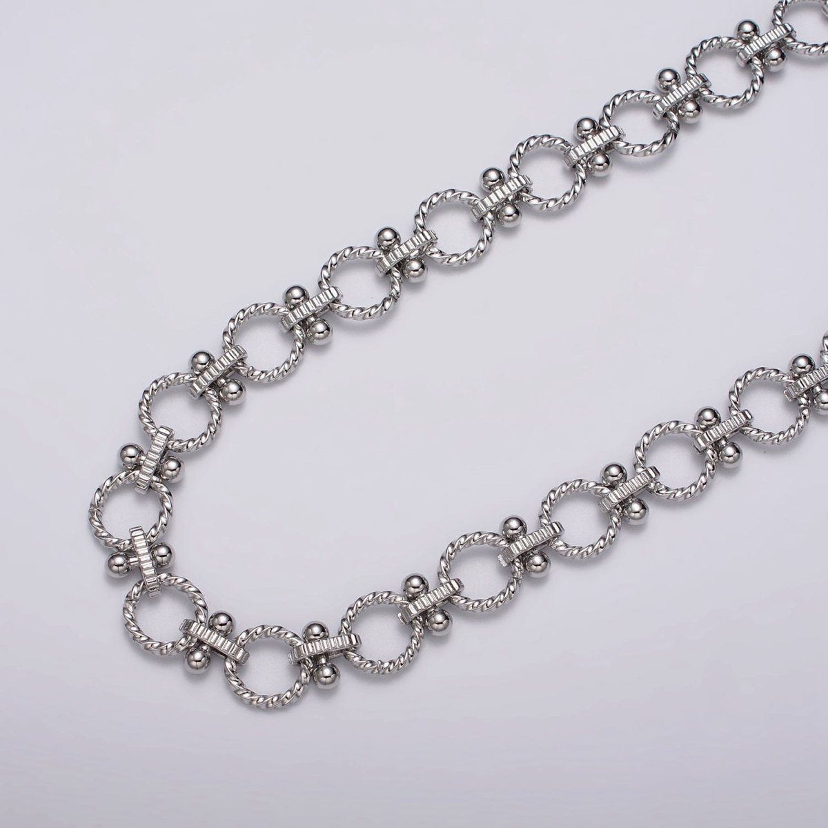 16k Gold Filled Designed Twisted Rolo Link Unfinished Chain in Gold & Silver by Yard | ROLL-1165 ROLL-1166 Clearance Pricing - DLUXCA