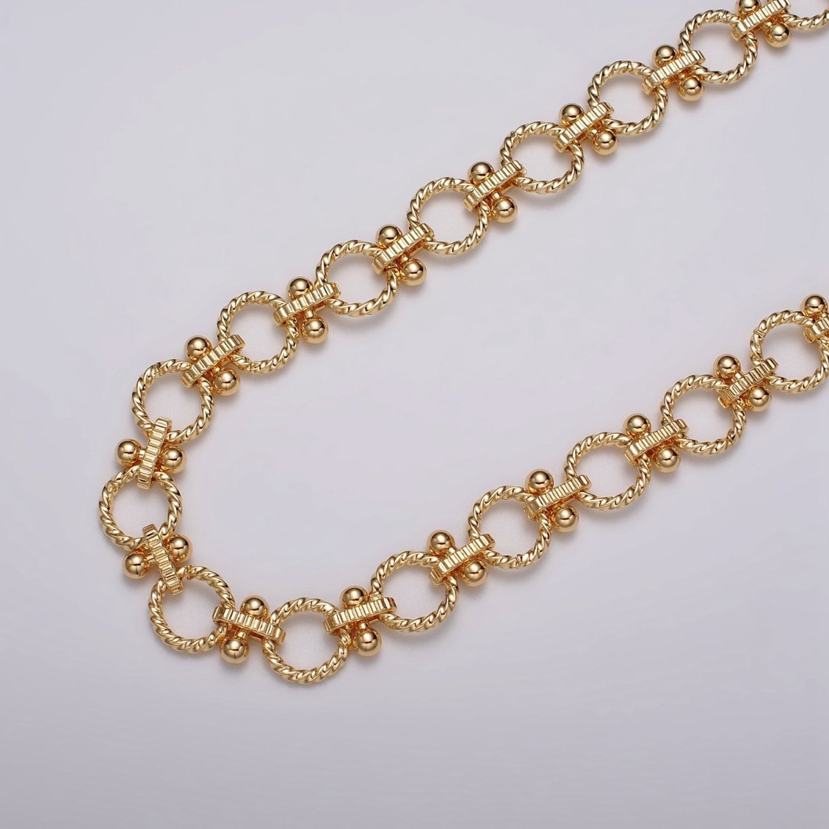 16k Gold Filled Designed Twisted Rolo Link Unfinished Chain in Gold & Silver by Yard | ROLL-1165 ROLL-1166 Clearance Pricing - DLUXCA