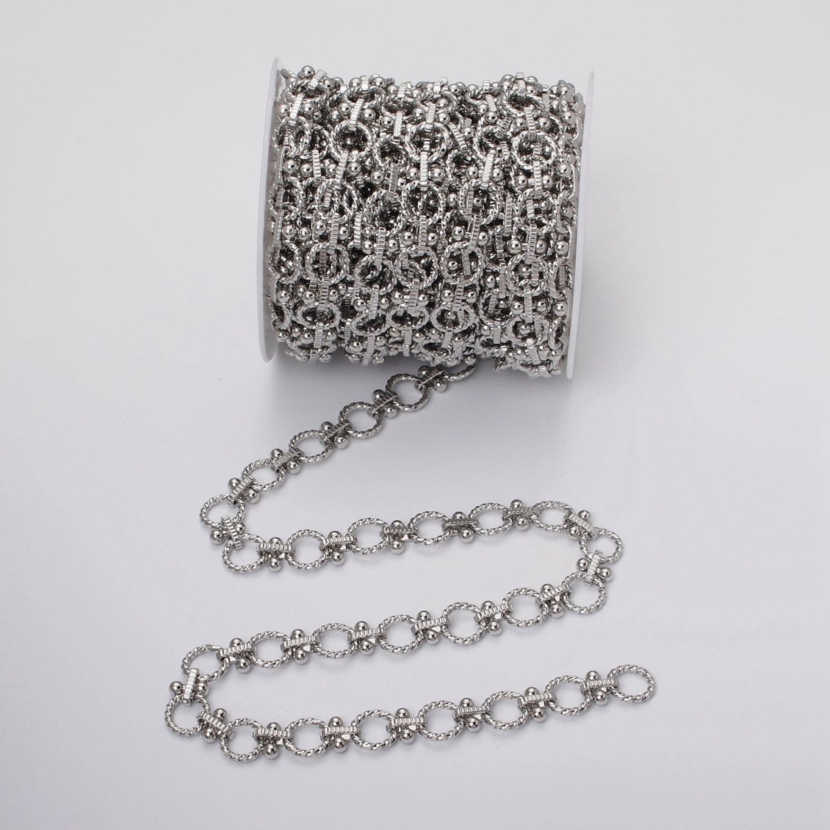 16k Gold Filled Designed Twisted Rolo Link Unfinished Chain in Gold & Silver by Yard | ROLL-1165 ROLL-1166 Clearance Pricing - DLUXCA