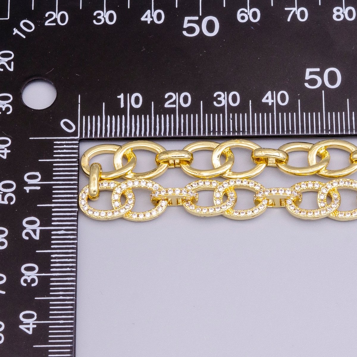 16K Gold Filled Double Cable Micro Paved CZ Anchor Link 17 Inch Chain Necklace in Gold & Silver | WA-1890 WA-1891 Clearance Pricing - DLUXCA